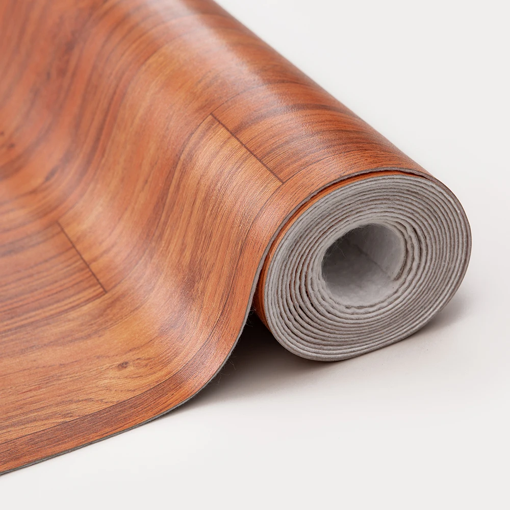 Smooth Indoor Covering Piso Vinlico Carpet Wooden Grain Vinyl Sheet PVC Vinyl Flooring Roll Mat Linoleum Roll Waterproof