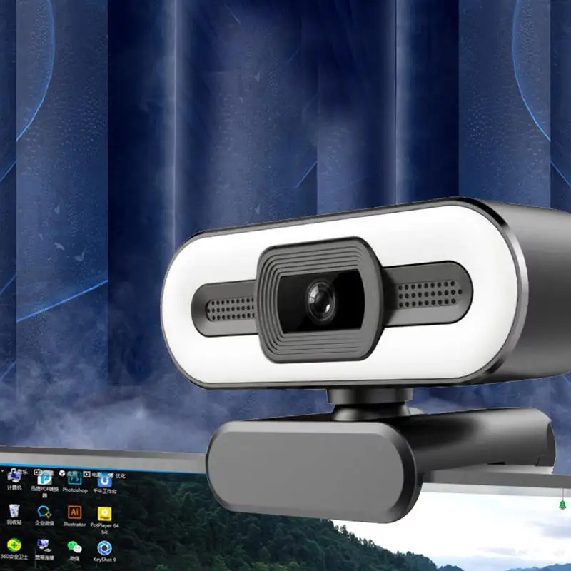 Webcam HD Webcam with Fill Light Rotatable Laptop Web Camera PC Computer Camera With Microphone For Youtube Video