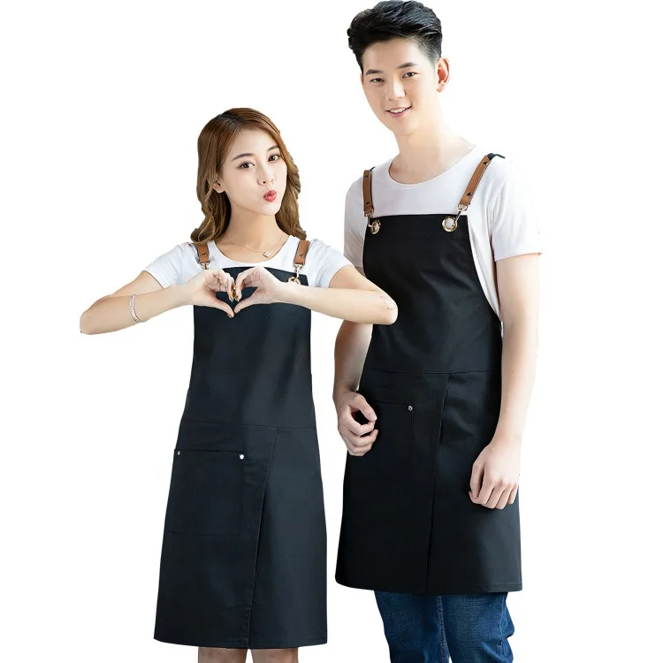 Printed logo fashion kitchen cafe barbecue milk tea store denim canvas wearable work apron
