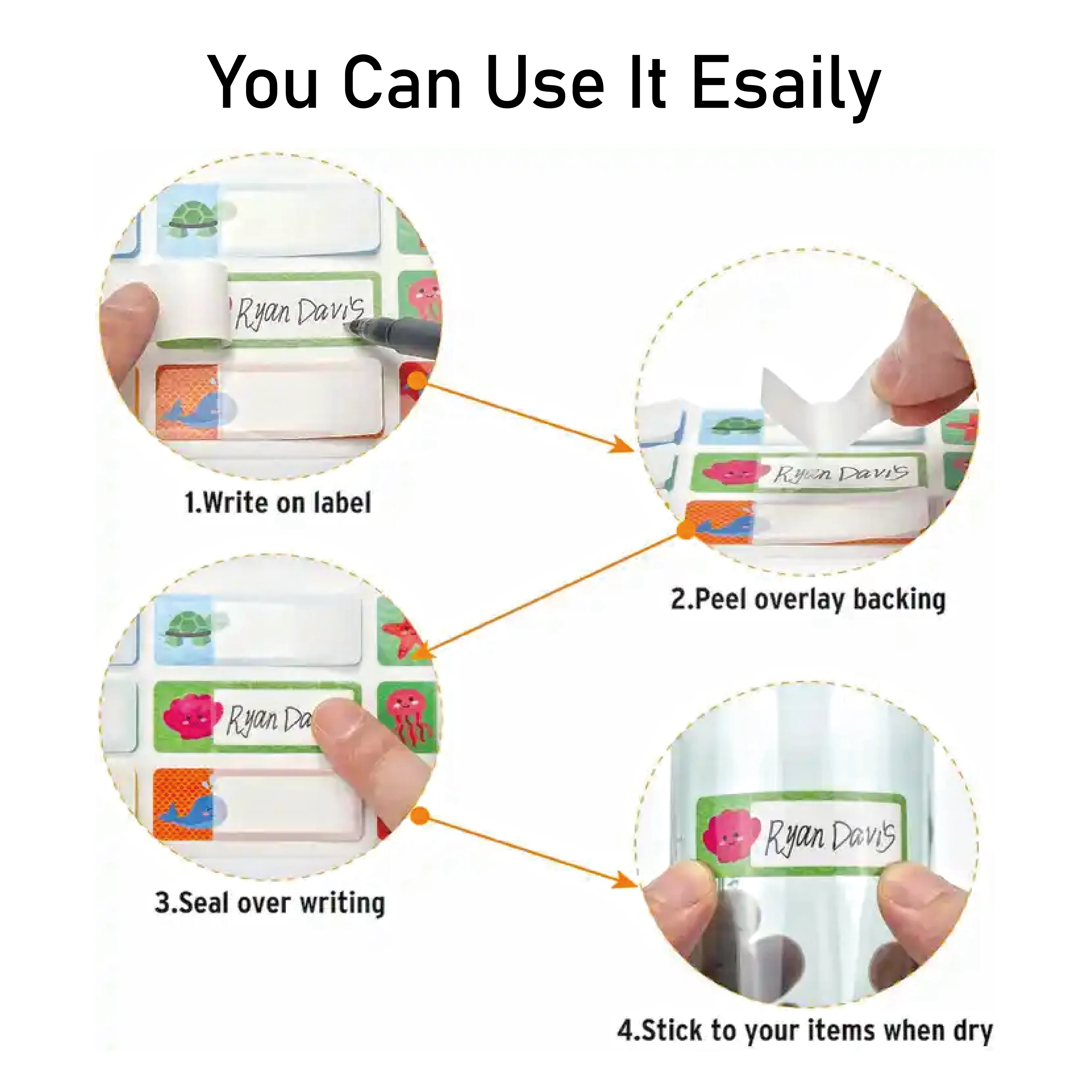 High Quality Baby Bottle Label for daycare kids Name Stickers for School Supplies Waterproof Sippy Cup Lunch Box Pacifier