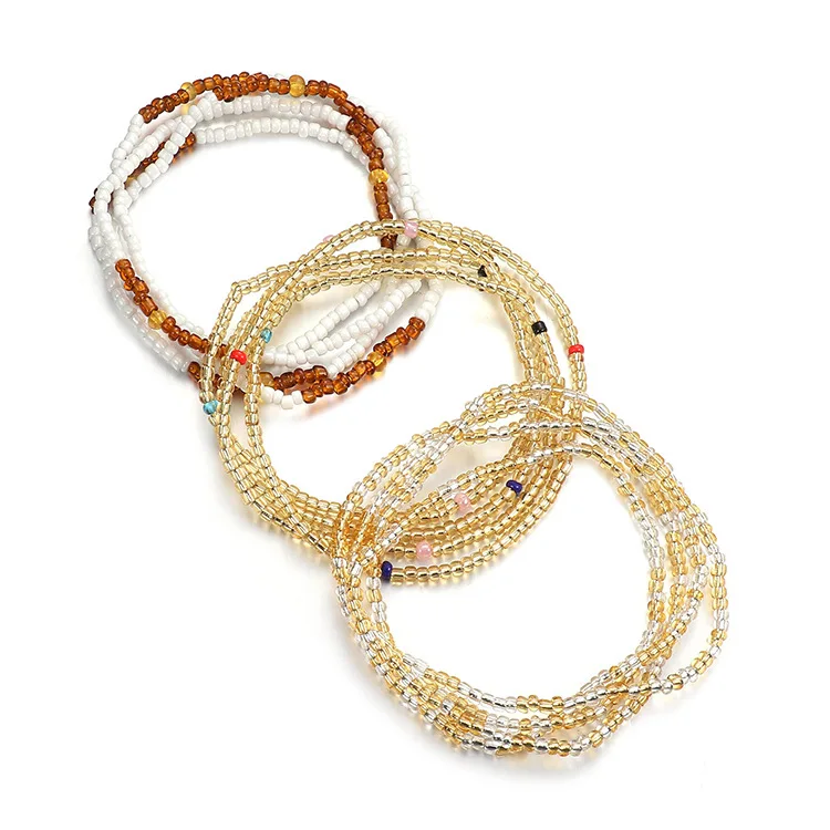 Beach Jewelry African Waist Beads Stretchy Beaded Women Waist Belly Chain Set