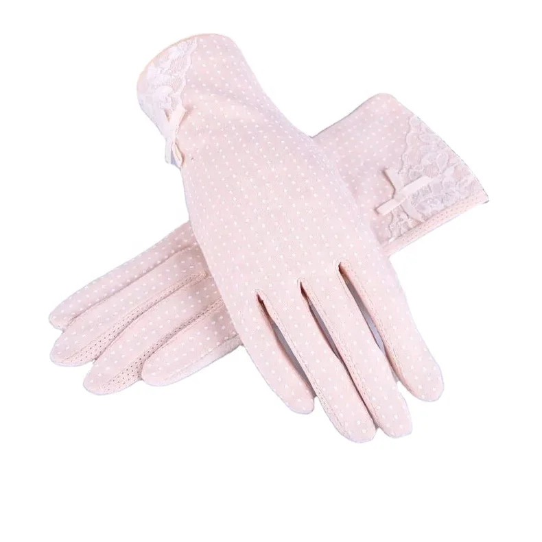 Женские хлопковые перчатки для вождения, летние Нескользящие перчатки с защитой от УФ-лучей