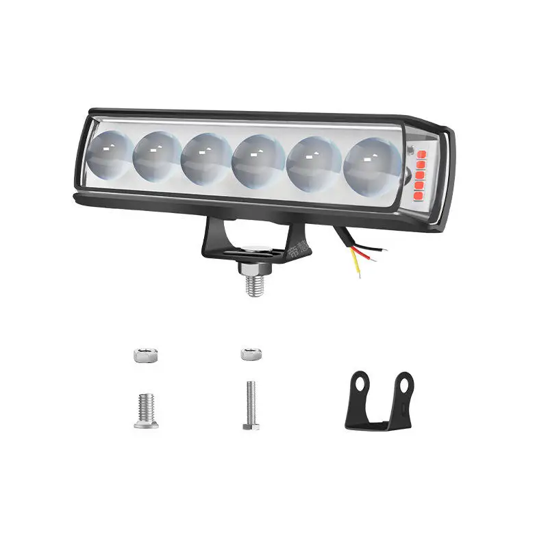 Aluminum housing waterproof safety front lamp red blue flash 6 eyes warning motorcycles cars modified spotlamp