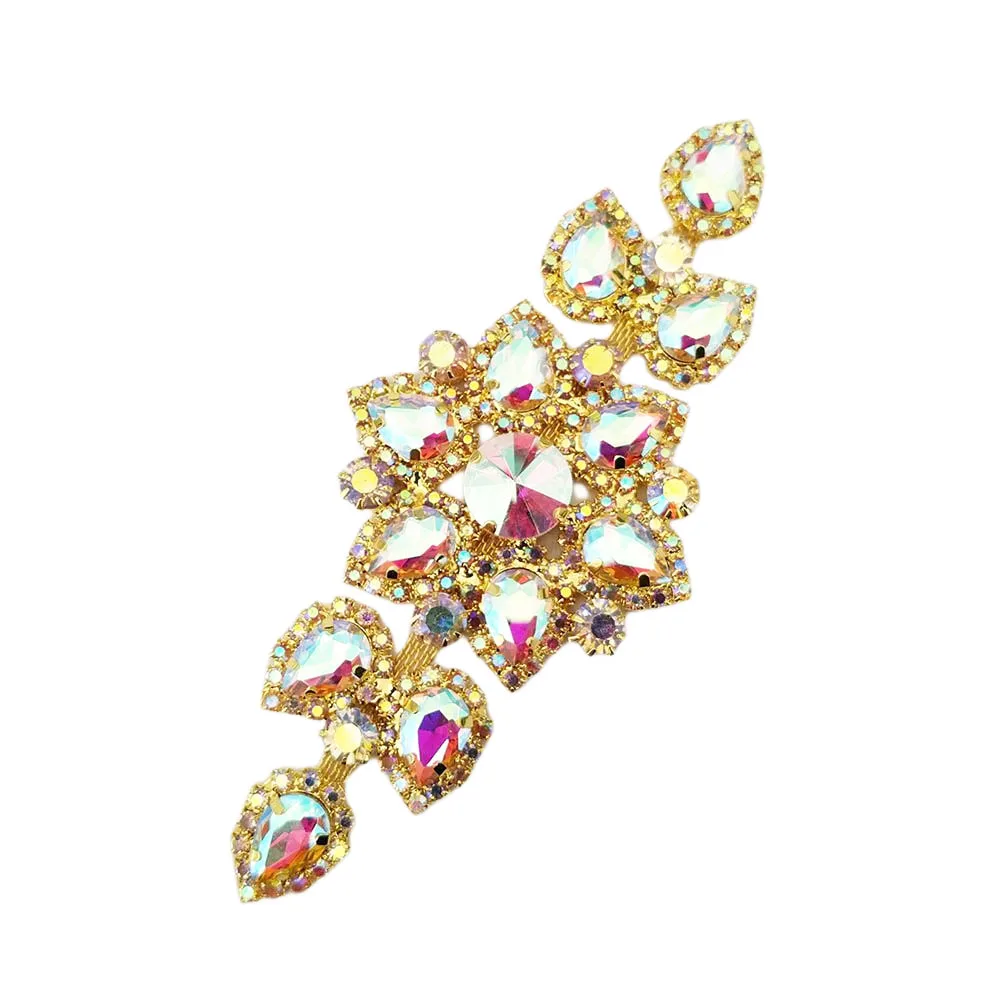 Wholesale rhinestone applique embroidery pearl bridal sash crystal jewelry wedding appliques MYGAP002-1