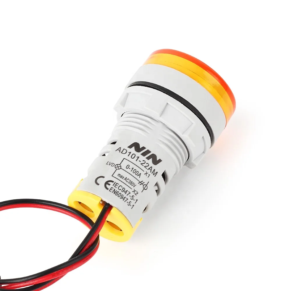 NIN yellow round din rail diqital ac analog panel ammeter 30a