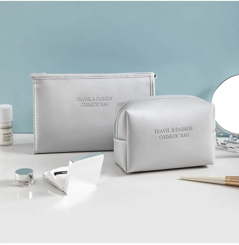 Factory Wholesale Customized Vegan PU Leather Cosmetic Bag Travel Bag With Handle
