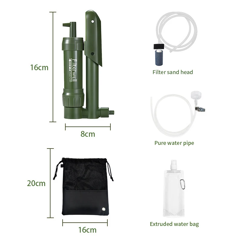 Outdoor portable hand pressure water purification emergency survival outdoor direct drinking mini pump filter