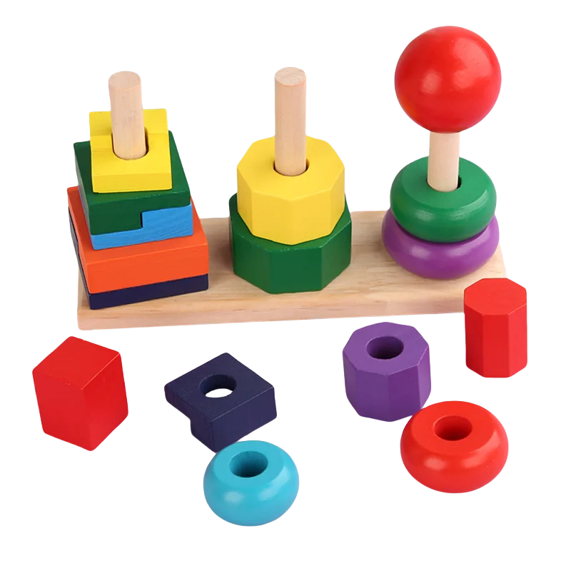 Stacker Toys Stackable Car Toys Rainbow Wooden Geometric for Kids Aged 2 to 4 and 5 to 7 Years Color Box Unisex Picture Playing