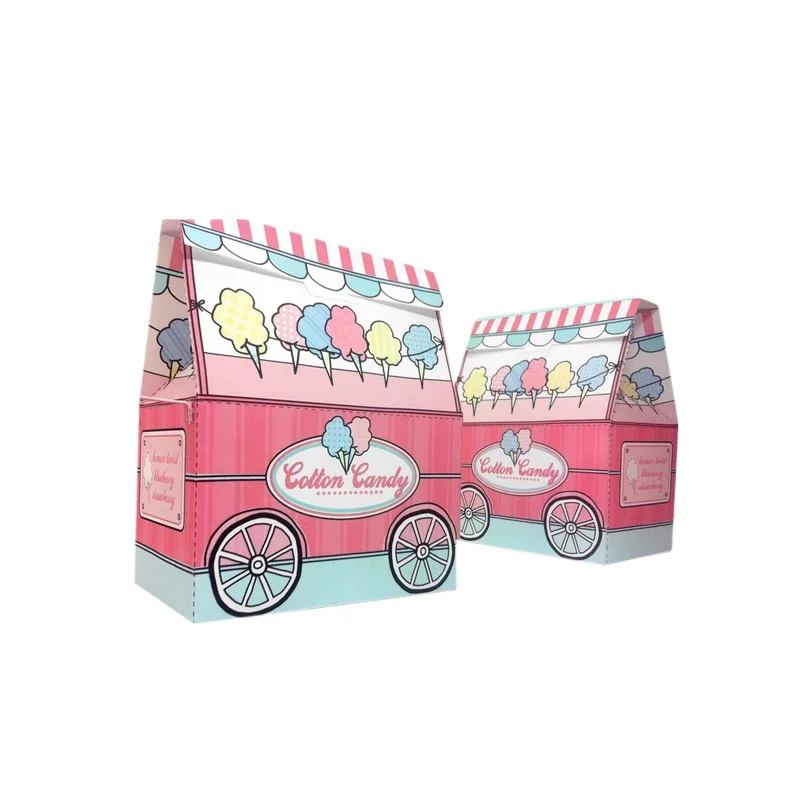 Custom Printable Colorful Party Cotton Candy Stand Card Holders Treat Boxes Gift