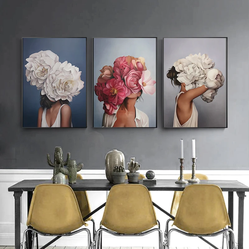 Sexy Girl Flower Woman Poster Wall Art Modern Printing Posters Art Picture Home Decoration Beauty Canvas Painting