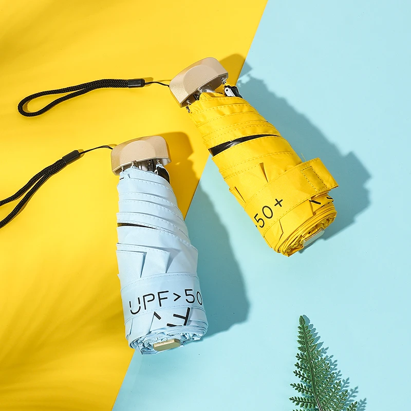 6K Umbrellas Rainy Pocket Light 5 Folding Umbrella For Women UV Mini Small Flat Handle Umbrella