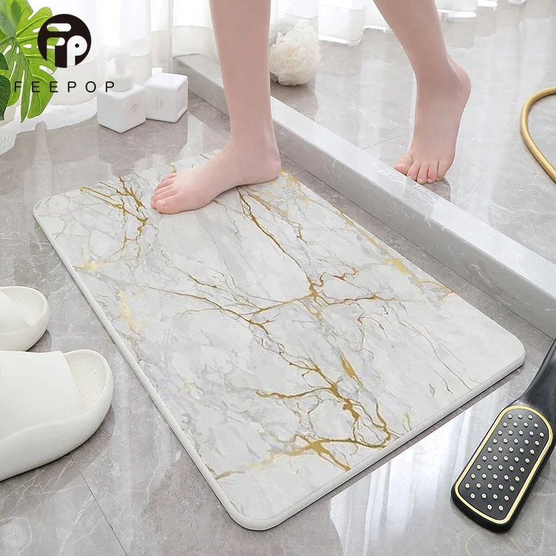 0igh Quality Diatomit Atone Bath Mat With Marble  Safety and Style with Stone Bath Mat Instantly Dry For Bathroom