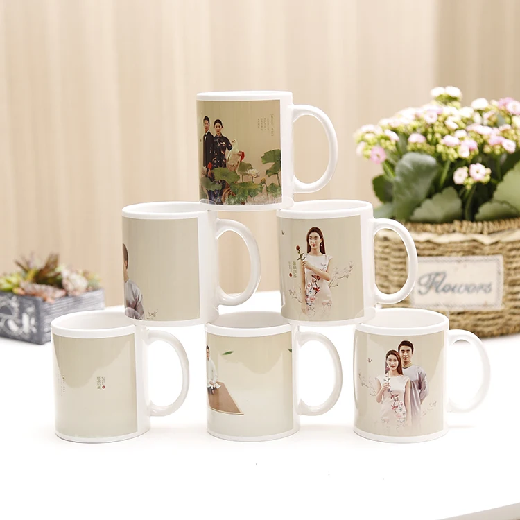 White Colored Ceramic Classic Coffee Mugs Large Handles with 11oz Capacity