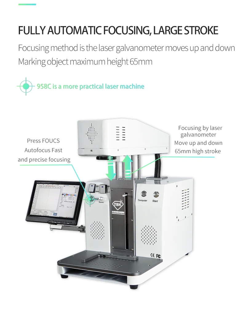 Лазерная резка TBK 958C Гравировальный маркировочный принтер для Iphone 12 pro max машина отделения заднего стекла мобильного