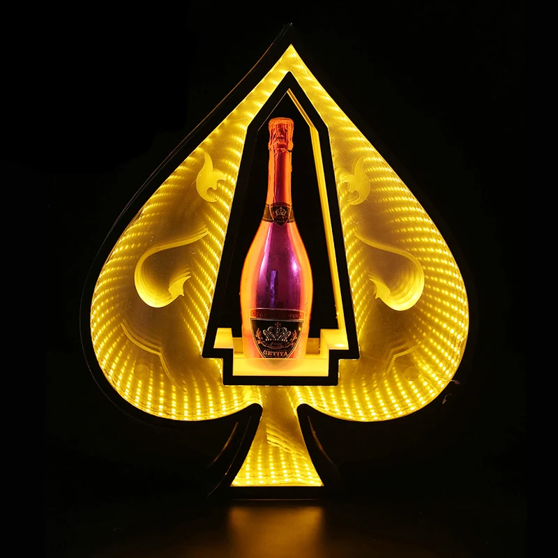 infinity acrylic led ace of spade VIP bottle service presenter glorifiers display for liquor vodka wine tequila champagne