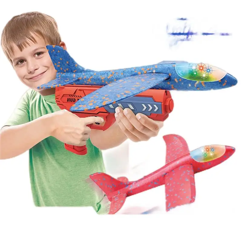 Wholesale Flying Airplane Launcher Toy Gun Led Airplane Launcher Toys Foam Glider Catapult Plane Toy