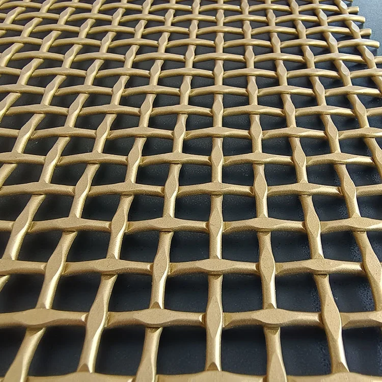 Gold Painted Architectural Railing Metal Mesh Decorative woven wire pattern