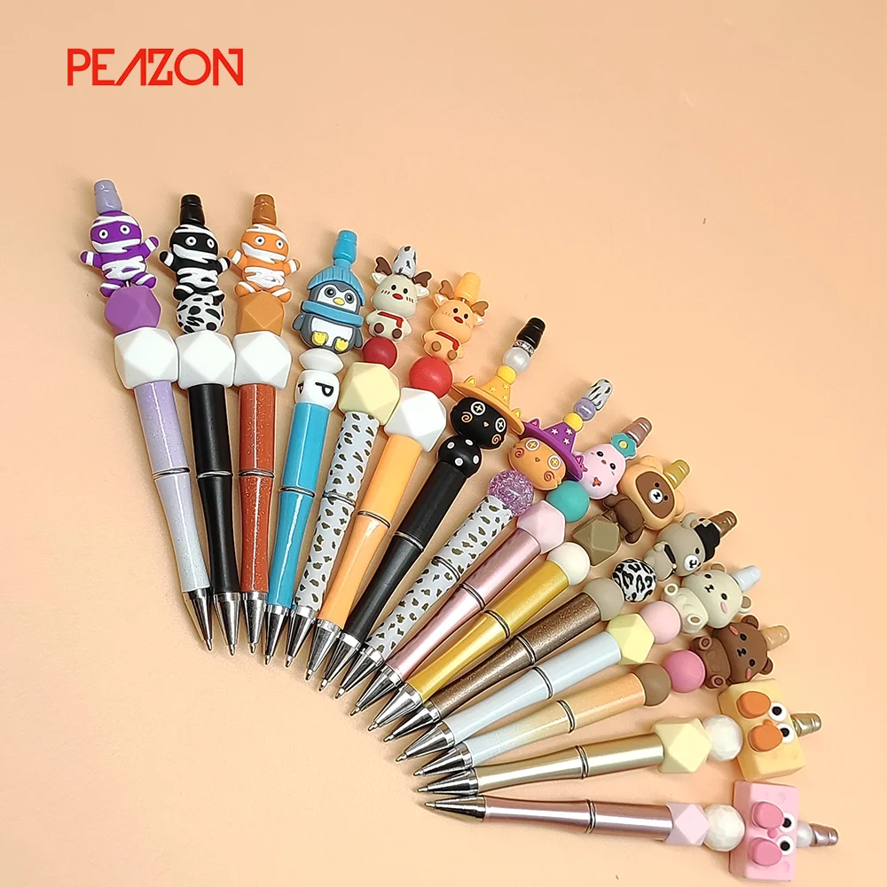 Wholesale Discount Colorful 15mm New Focus Silicone Alphabet Beads  for Fountain Pens 3d Focal Beads