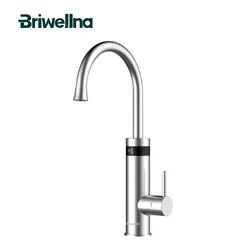 Briwellna 220V 3200W Kitchen Stainless Steel Electric Water Heater Tap Fast Instant Heating Faucet with Digital Display