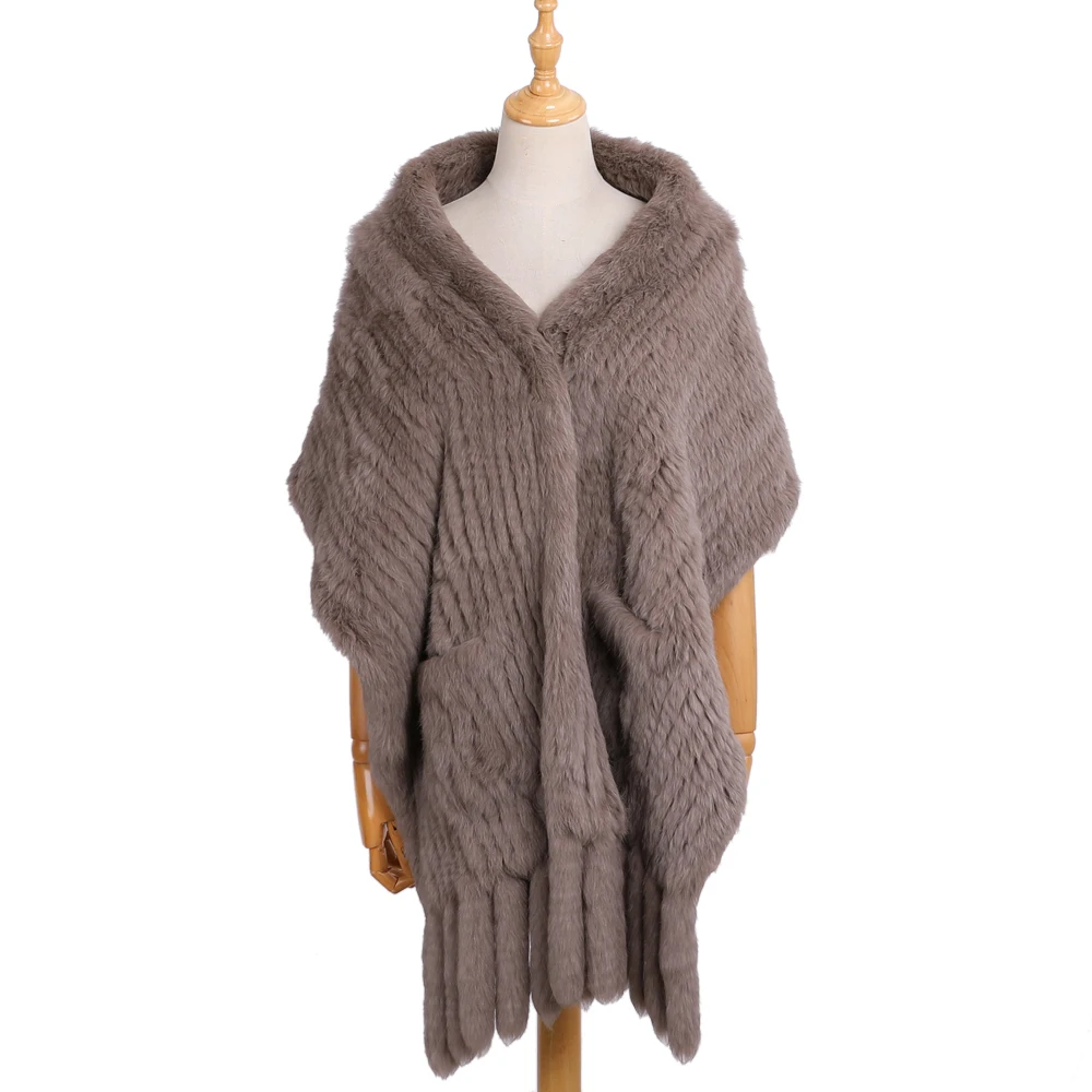 Модные женские шарфы из натурального кроличьего меха с кисточками, женские пашминовые шарфы, осенне-зимняя женская меховая накидка, шали, шарфы