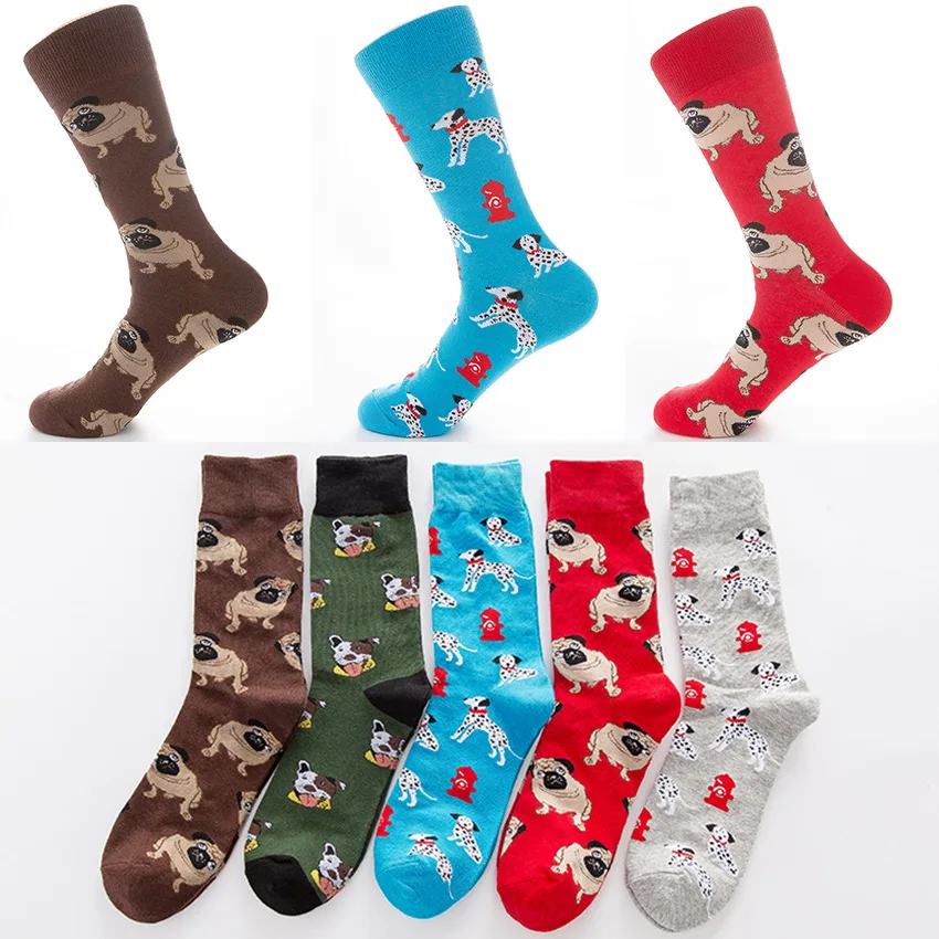 Manufacturer Plus Size Funny Pugs Dog Animal Cartoon Cotton Men Crew Socks