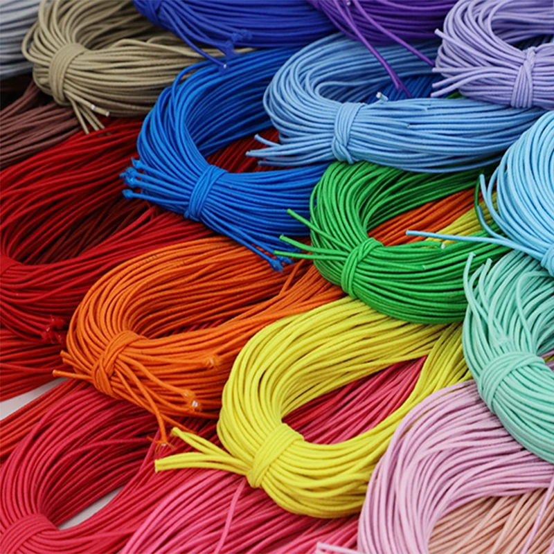 Factory Wholesale1mm 1.5mm 2mm 3mm color Polyester/ nylon  Round rubber elastic bungee cord string braided elastic  ccord