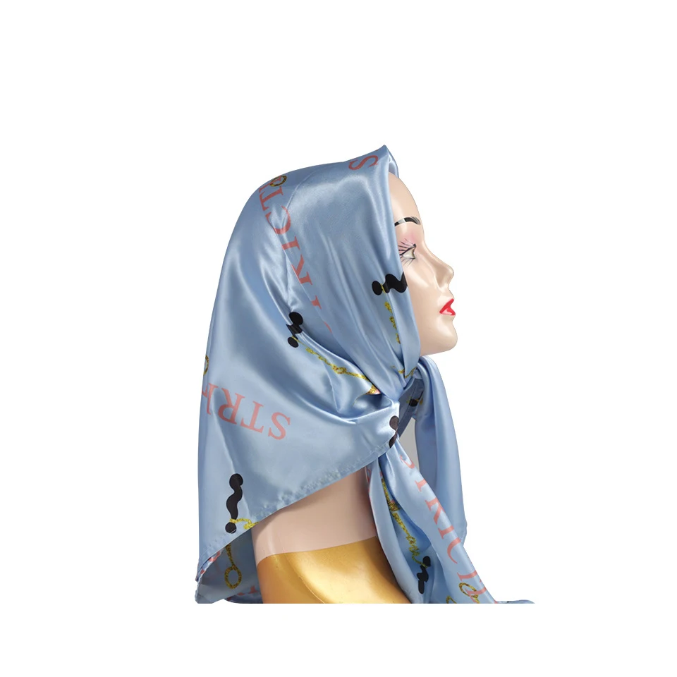 
Low Moq Custom Logo Silk Satin Scarf Fashion Ladies Printed Square Scarf Silky Silk Scarves And Shawls For Women 