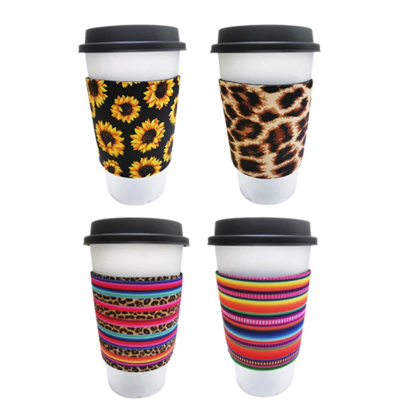 Hot Sales Blank Sublimation Neoprene Iced Coffee Tea Cup Cooler Holder Diy Printing White Coffee Cup Sleeve