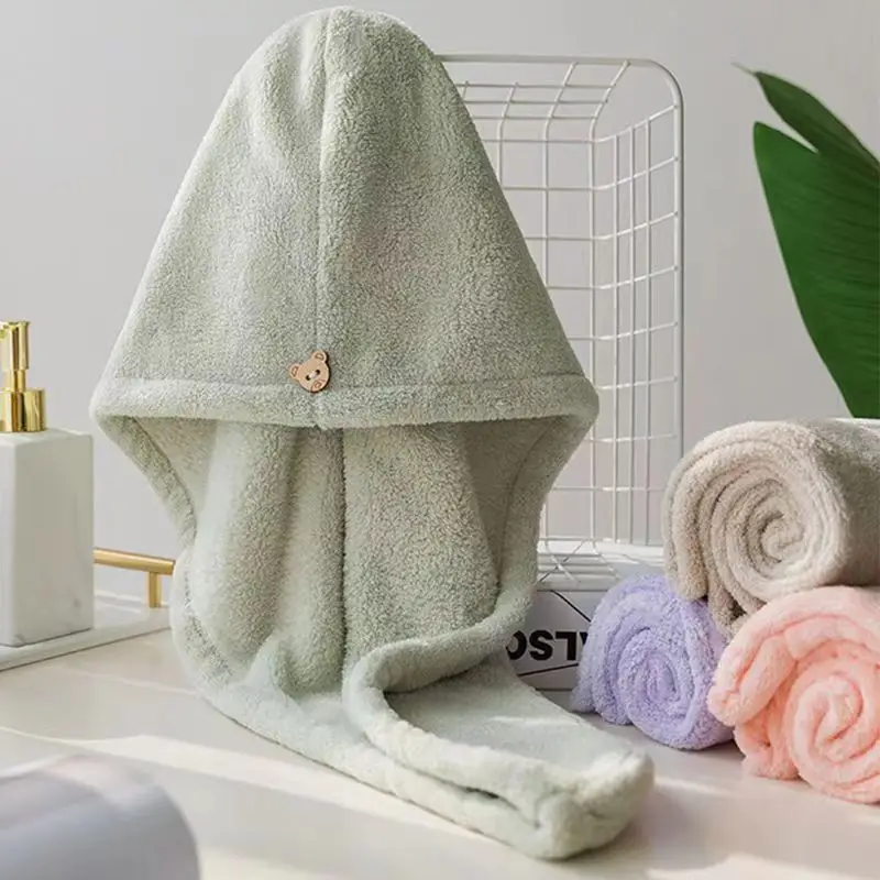 Microfiber Hair Towel with Button Super Absorbent Fast Drying Hair Wraps for Curly Hair Anti Frizz Microfiber Towel for Women