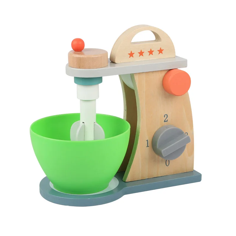 WD20010 New Kitchen Toy Pretend Play Cooking Simulation Educational Toys Mixer Bake Set Wooden Kitchen Blender toy For Kids