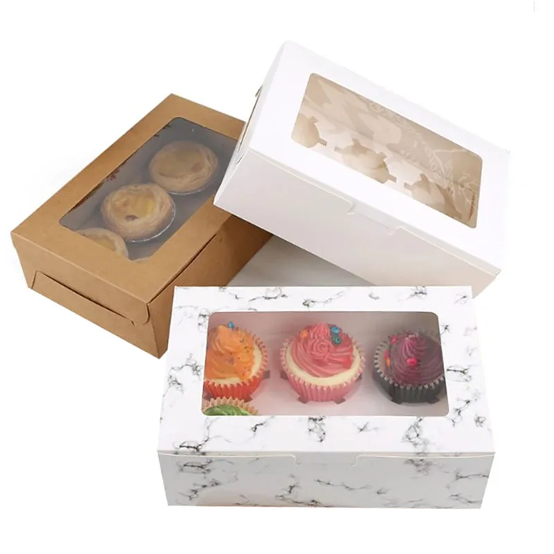 Custom Biodegradable Easy to Fold Cupcake Donut Macaron Food Paper Packaging Container Fruit Cake Dessert Gift Box