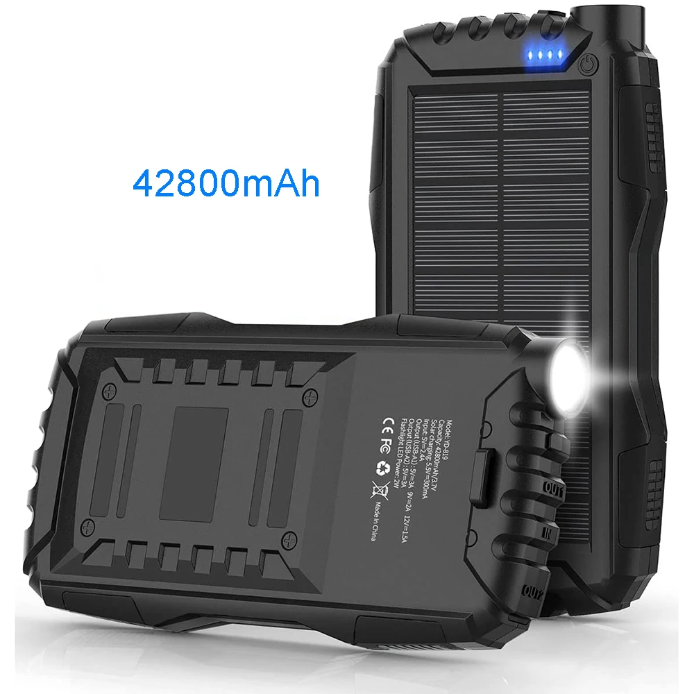 Travel Waterproof Slim Solar Power Bank 15000 mAh Dual USB Portable Solar Charger