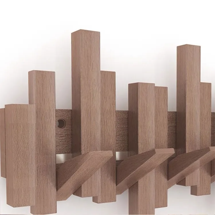 Modern Design Wall Mounted Piano Key Creative Hanger Clothes Hats Solid Wood Wall Rack Misaligned Wall Hanger