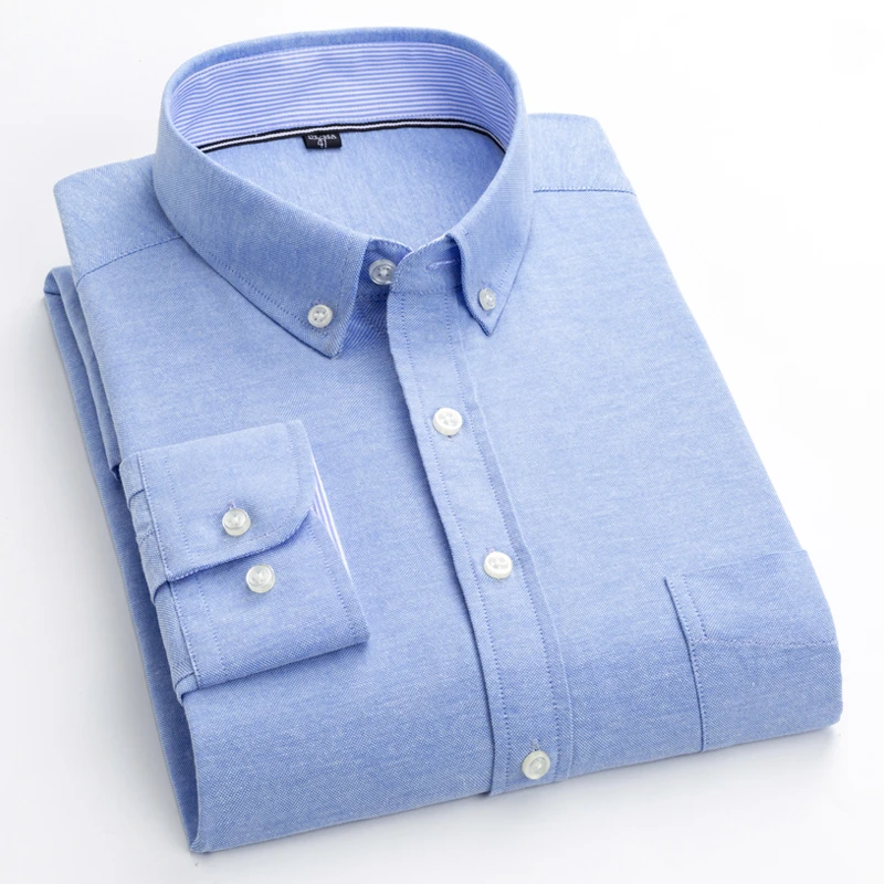 Hot Sale Long Sleeve Oxford Cotton Comfortable and Breathable Office Solid Color Casual Shirt