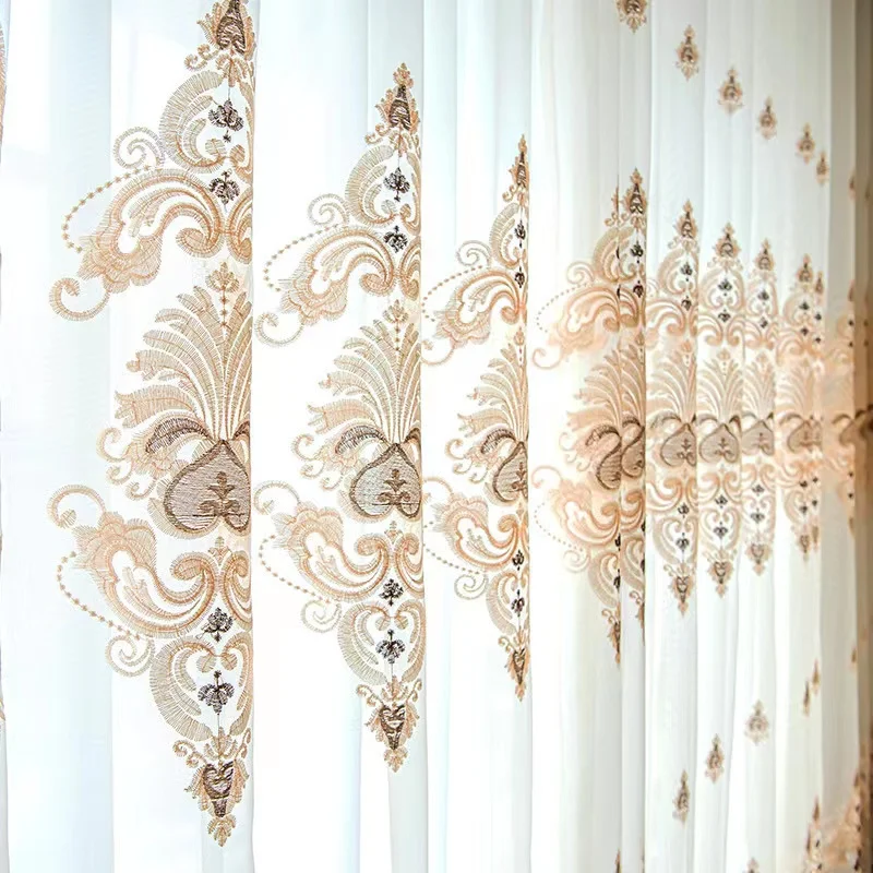European Luxury Customization Ready Made Finished Embroidery Curtain For Living Room