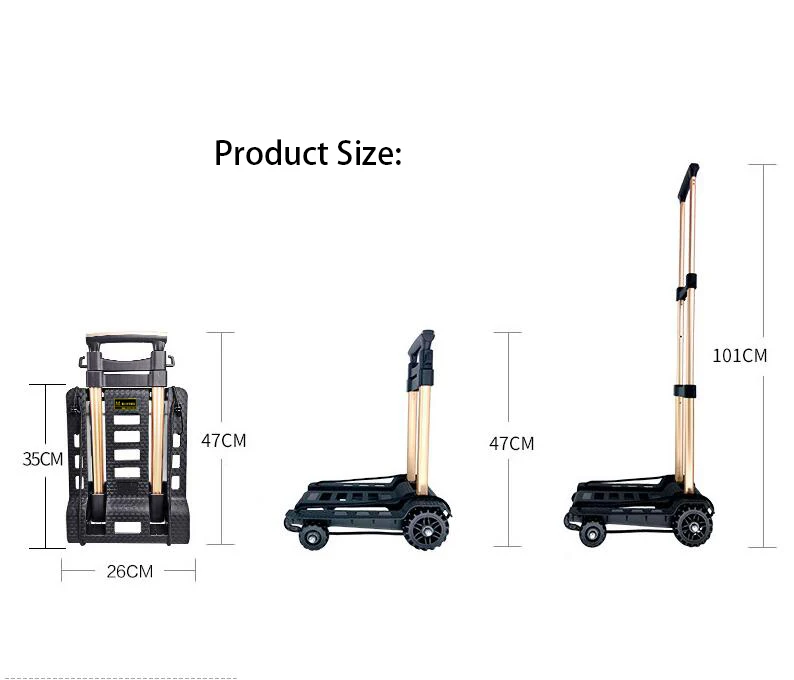 2021 High quality cost-effective products Aluminum Hand Truck Luggage Portable Folding Carts Trolley for Indoor Outdoor 