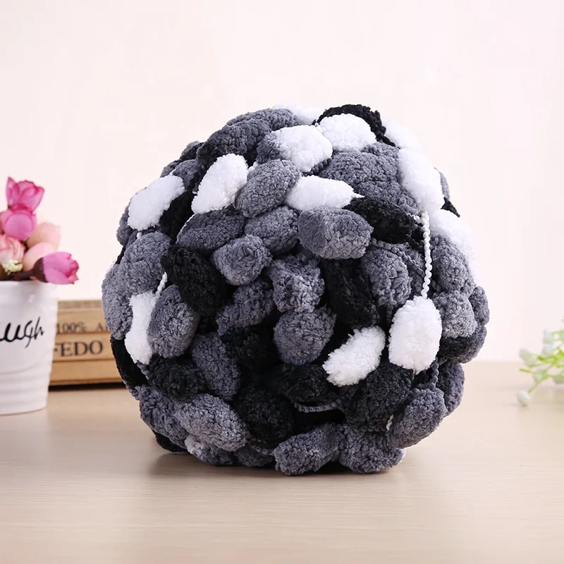 Fancy Pom Ball Yarn 2017 Factory 100 Polyester for Hot
