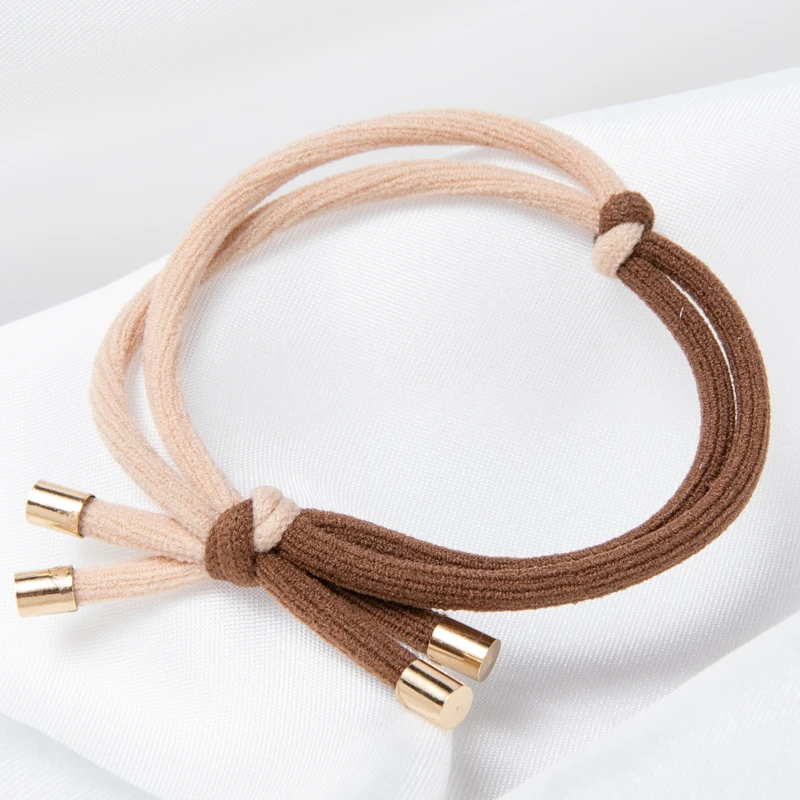 New milk curry copper buckle hair rope cute girls two-color hair ring sweet temperament Japan and South Korea hair accessories