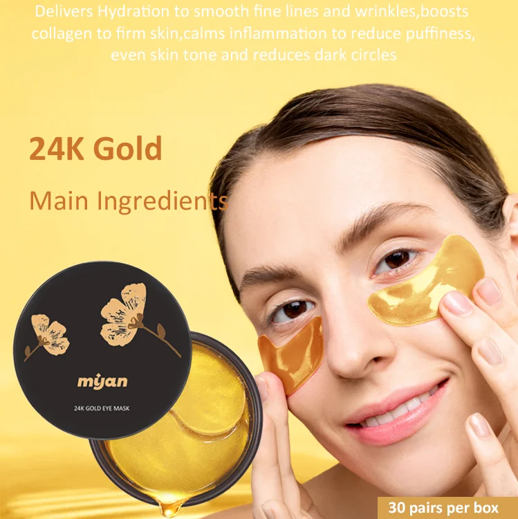 Private label treat eyes Puffiness 24K Golden Collagen Eye Pads Gel Eye Mask