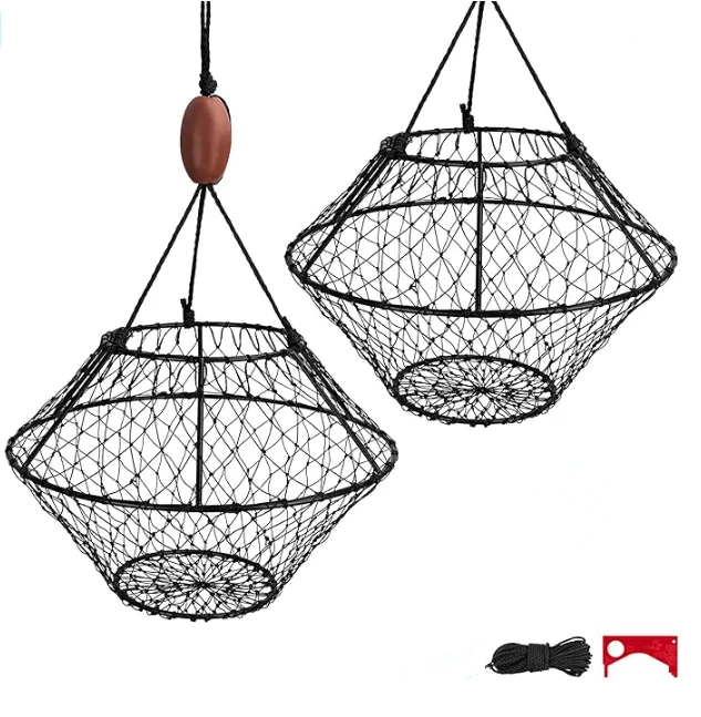 The US market round shape hoop net  plastic coated PE fishing net crab drop net UFO shape crab trap