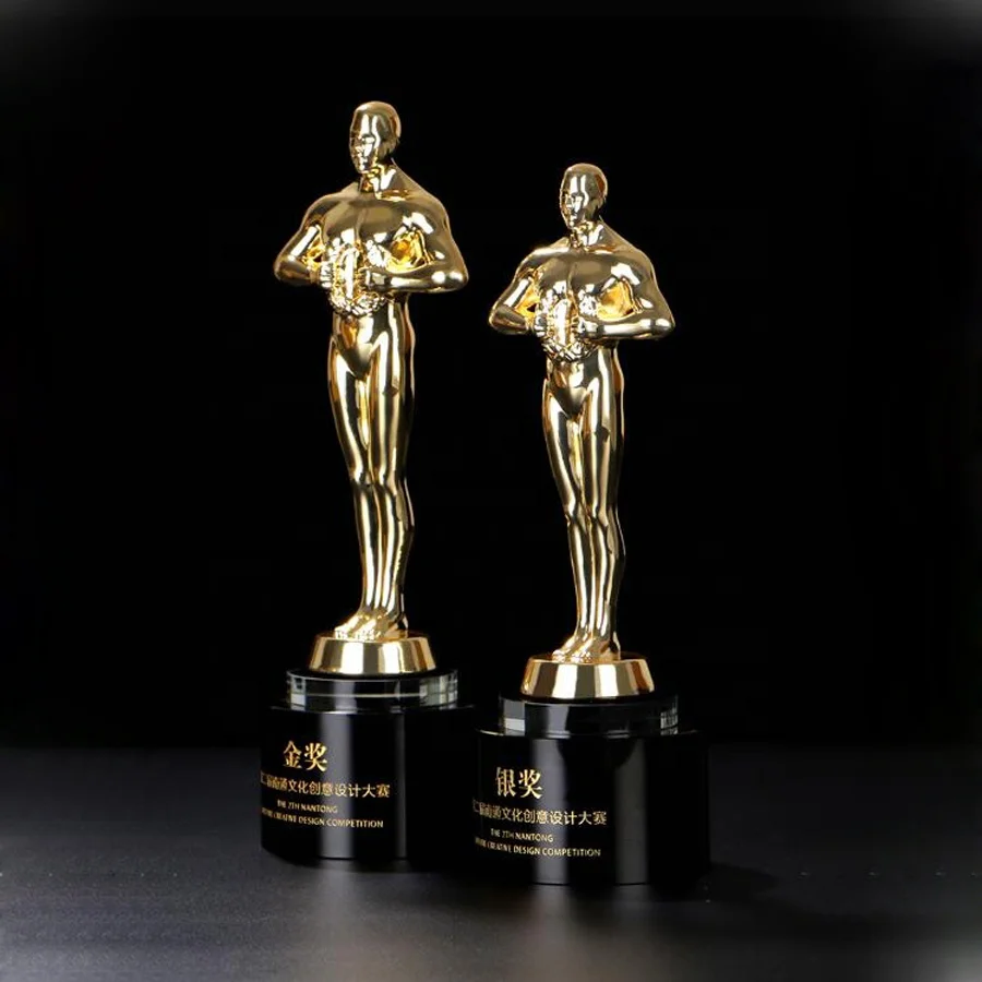 Little Golden Man Oscar Trophy Customized Crystal High-end Creative Excellent Staff Annual Meeting Film Actor Award