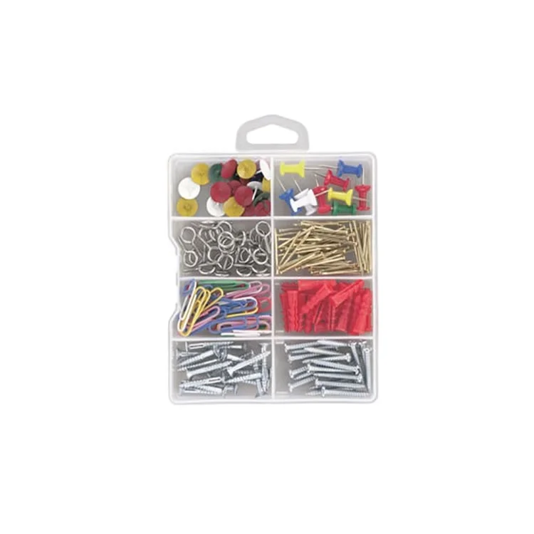 Китайский поставщик, лидер продаж, 215 шт. крепежных зажимов (нажимная булавка, зажим для большого пальца, зажим для бумаги, якорь, винт)