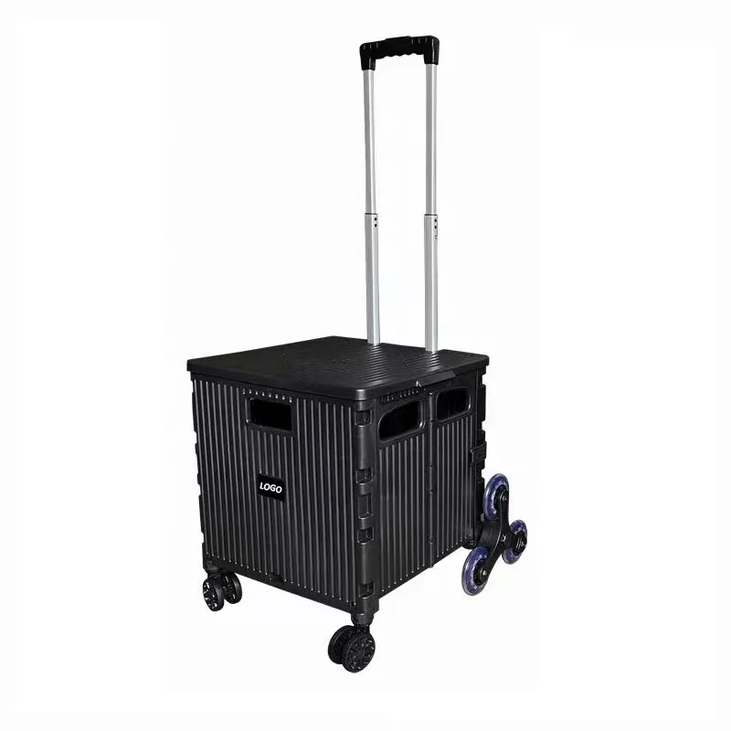 Hot Sale Foldable Plastic Shopping Cart Trolley for Supermarket