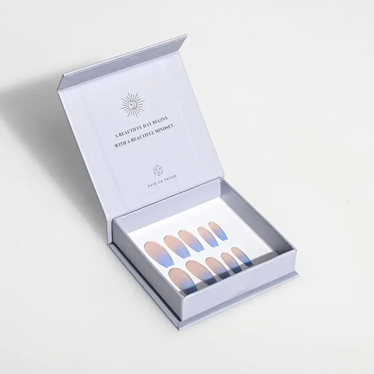 Custom Luxury Cardboard Boxes for Packaging Magnetic Gift Box Press On Fancy Artificial Nails Tip Packaging Box With Ribbon