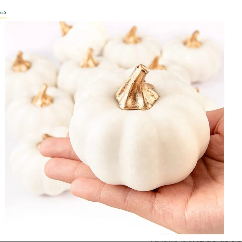 Artificial Pumpkins Autumn Decorations White Mini Fake Foam Plastic Pumpkins Small Harvest Lifelike Pumpkins for Fall Autumn Th