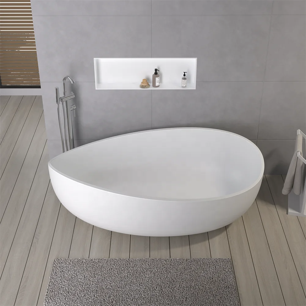 Modern Freestanding Solid Surface Bath Tub High Quality Acrylic Resin Stone Bathtub with Luxury artificial for Soaking