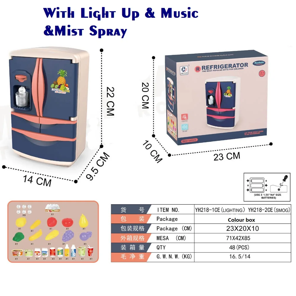 Eternal Kitchen Toy Set Dress Up  Mini Simulation Pink Refrigerator With Light Up And Music Plastic Set Kids Play Kitchen Toys