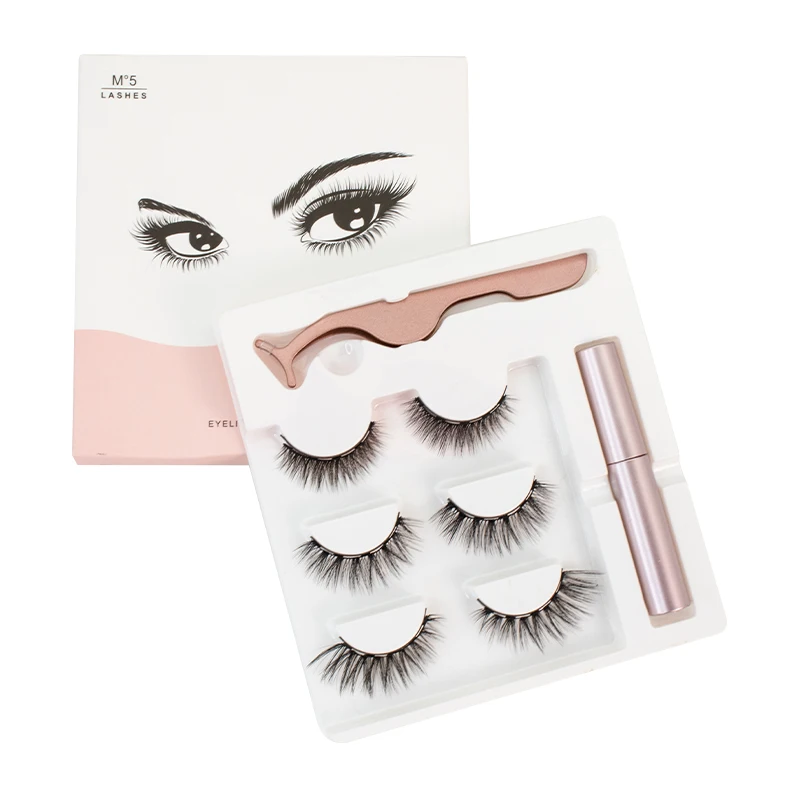 2021 new arrivals dropshipping 3D 3 pairs 8-18mm magnetic eyelashes for beauty