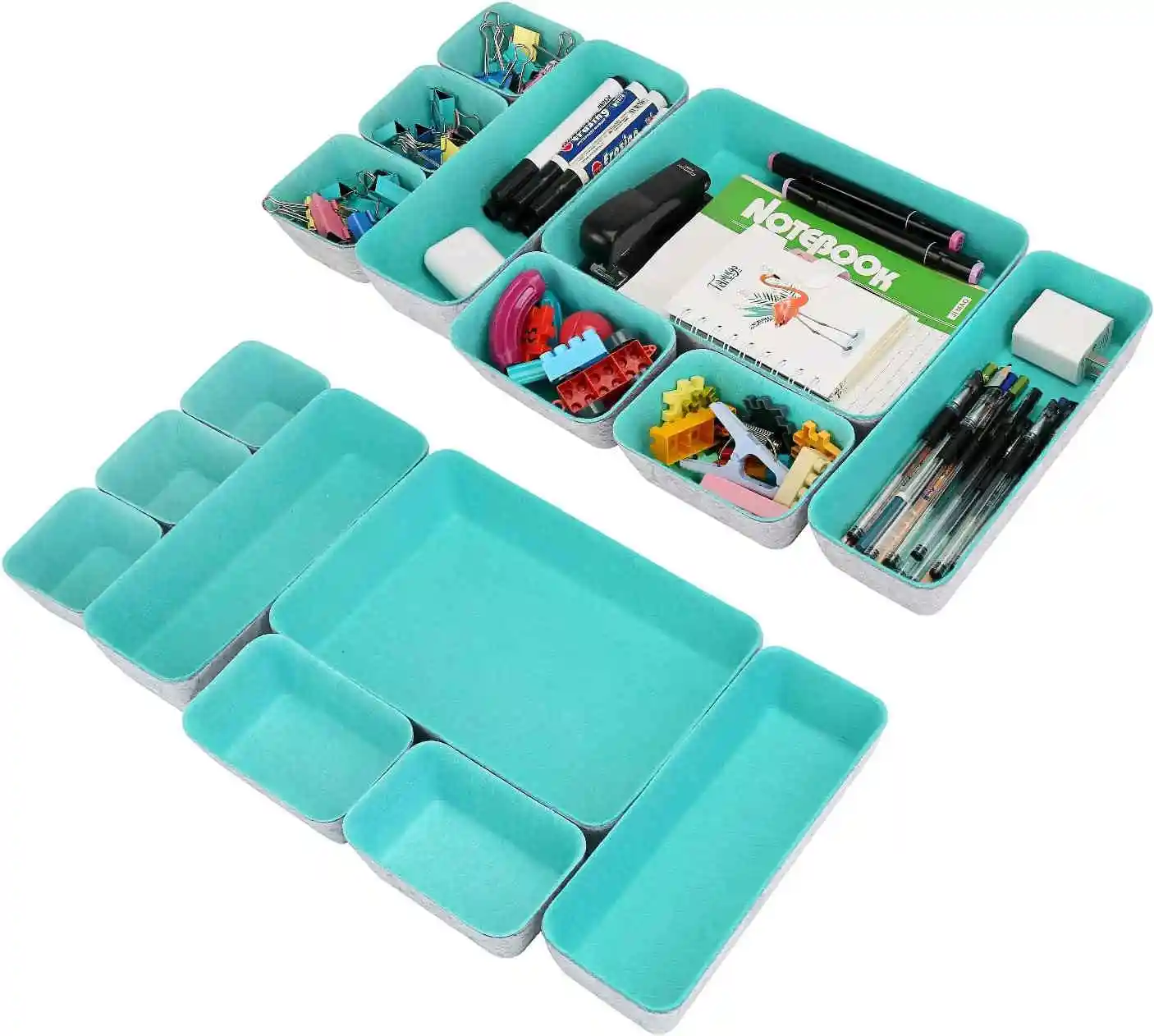 8 Pack Light weight Felt Drawer Organizer Tray desktop Office Gadgets and Jewelry organizer bins