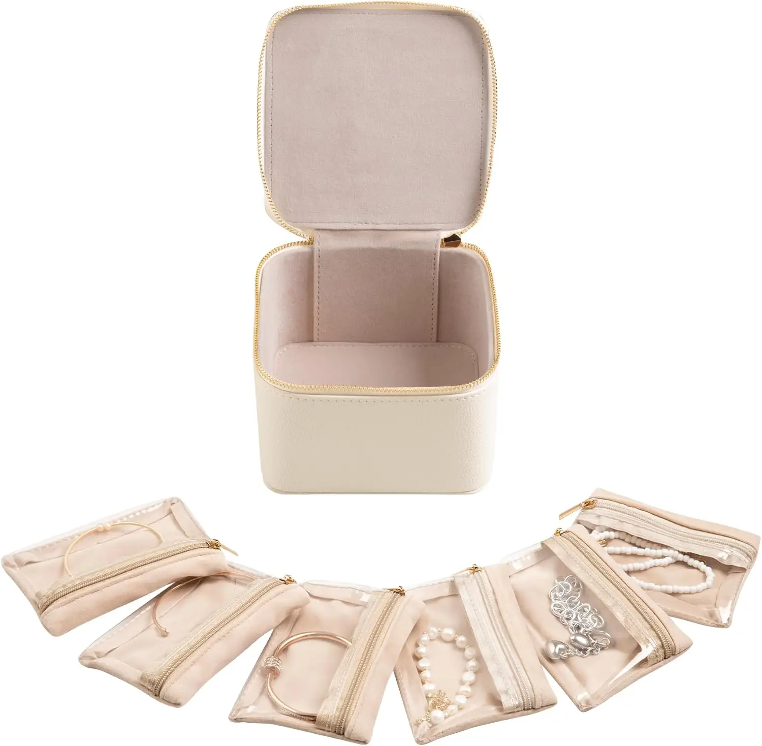 Portable jewelry box handmade craft custom faux leather multifunctional jewelry storage box